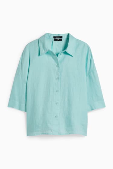 Damen - Leinenbluse - mintgrün