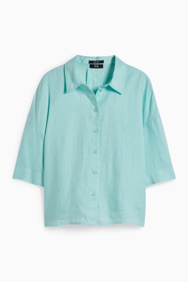 Donna - Blusa di lino - verde menta