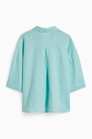 Donna - Blusa di lino - verde menta