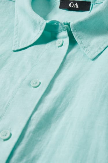 Donna - Blusa di lino - verde menta