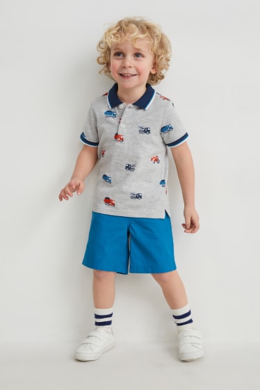 Kinder - Set - Poloshirt und Shorts - 2 teilig - hellgrau-melange