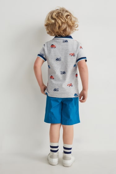 Kinder - Set - Poloshirt und Shorts - 2 teilig - hellgrau-melange