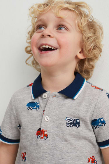 Kinderen: jongens - Set - poloshirt en shorts - 2-delig - licht grijs-mix