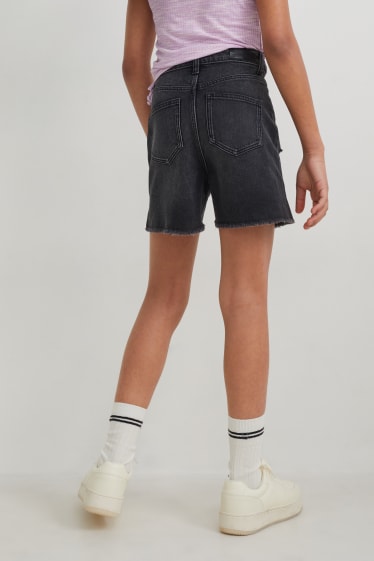 Children Girls - Denim Bermuda shorts - black