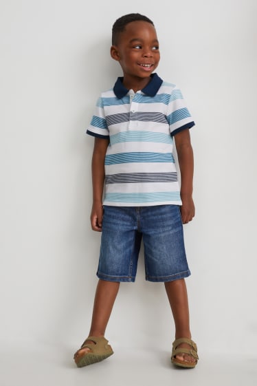 Kinder - Set - Poloshirt und Jeans-Shorts - 2 teilig - blau