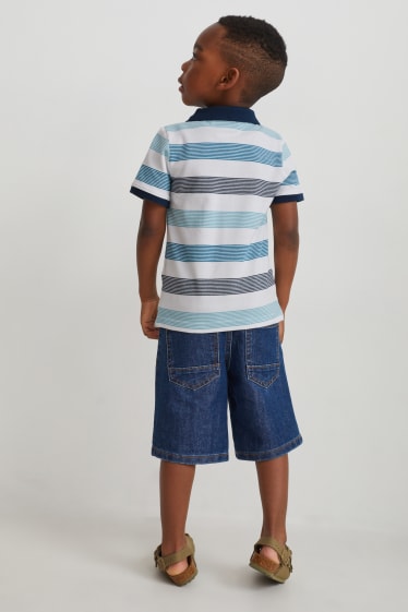 Kinder - Set - Poloshirt und Jeans-Shorts - 2 teilig - blau