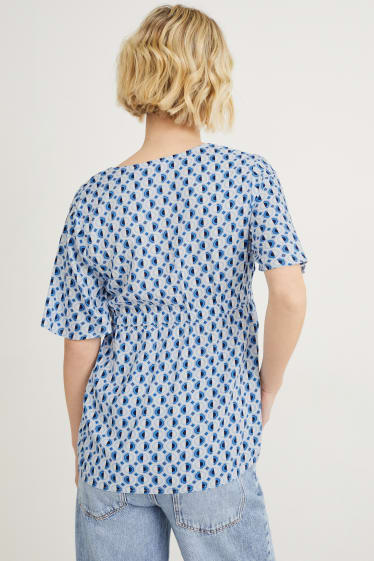 Women - Nursing blouse - patterned - blue / creme