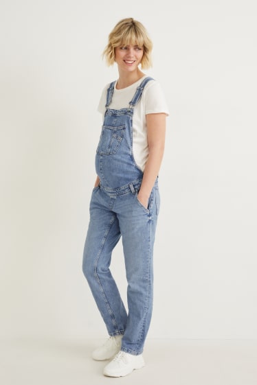 Women - Maternity dungarees - straight fit - LYCRA® - blue denim