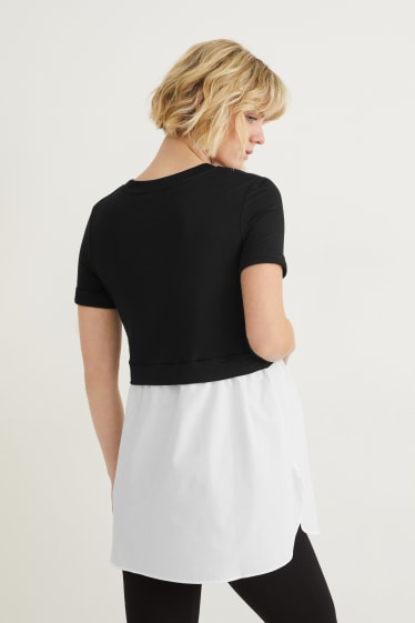Mujer - Camiseta premamá en look 2 en 1 - negro