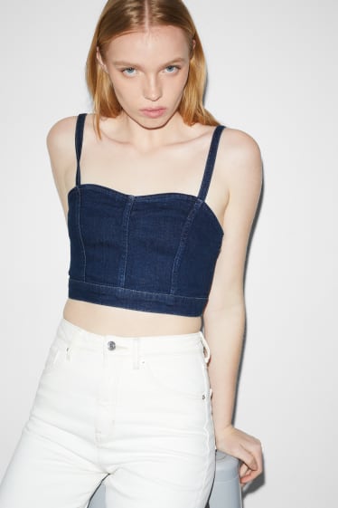 Women - CLOCKHOUSE - denim bodice - LYCRA® - blue denim