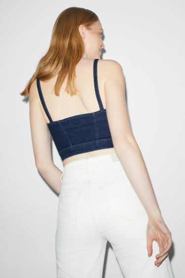 Women - CLOCKHOUSE - denim bodice - LYCRA® - blue denim