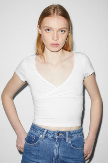 Nastolatki - CLOCKHOUSE - krótki T-shirt - biały
