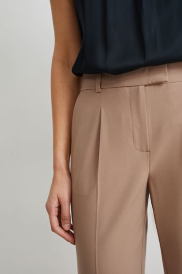 Women - Cloth trousers - high waist - straight fit - beige