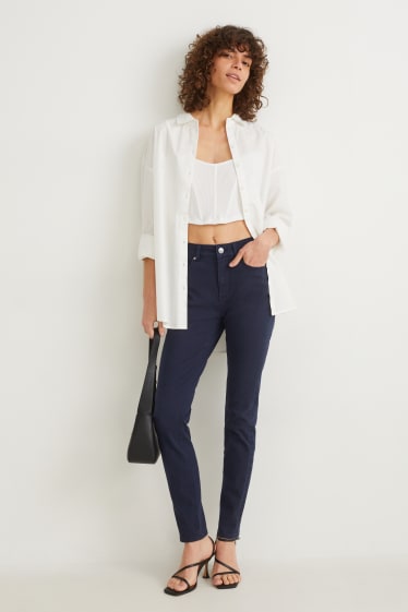 Femmes - Pantalon - high waist - skinny fit - bleu foncé