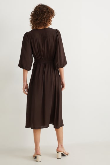 Femmes - Robe croisée - marron foncé