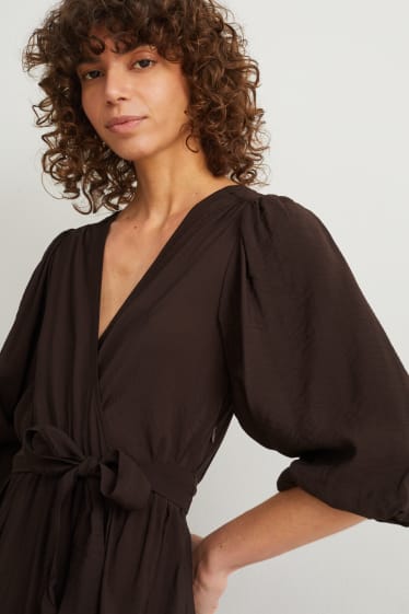 Femmes - Robe croisée - marron foncé