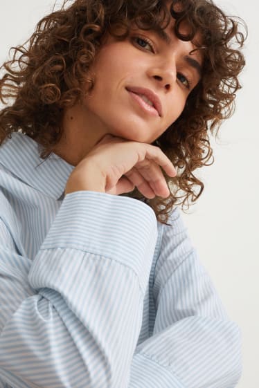 Femmes - Chemise de nuit - rayée - blanc / bleu clair