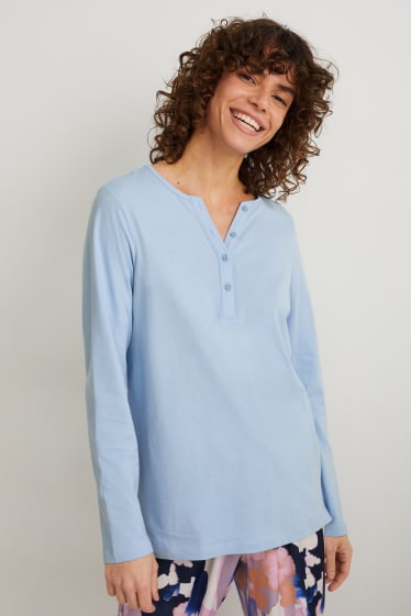 Damen - Pyjama-Oberteil - hellblau