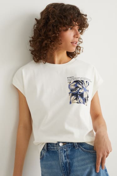 Dames - T-shirt - crème wit