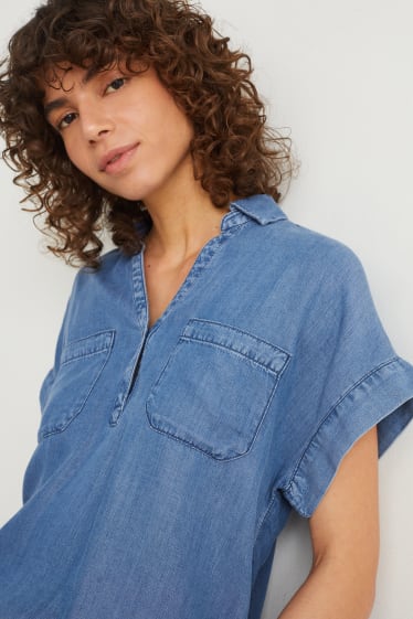 Dames - Blouse - jeanslichtblauw