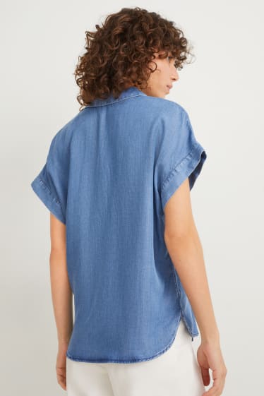 Dames - Blouse - jeanslichtblauw