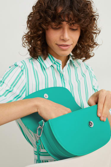 Women - Shoulder bag with detachable bag strap - faux leather  - green