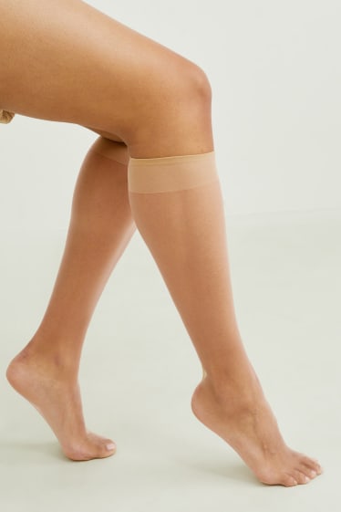 Women - Multipack of 6 - sheer knee highs - 15 denier - light beige