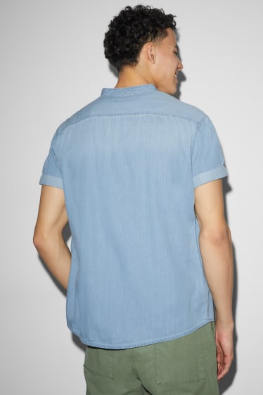 Uomo - Camicia di jeans - regular fit - collo alla coreana - azzurro