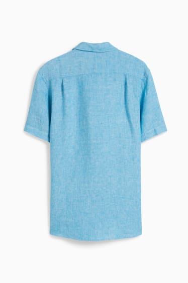 Heren - Linnen overhemd - regular fit - Kent - turquoise