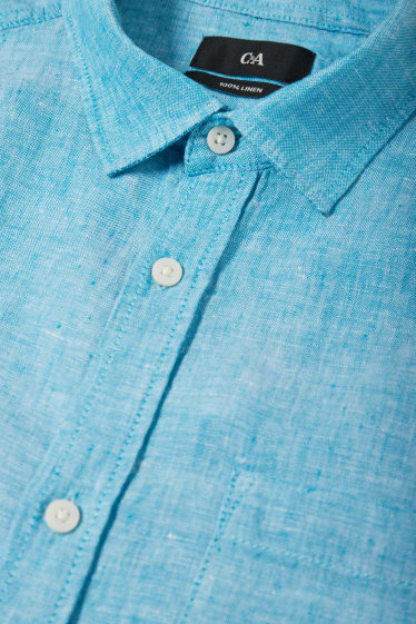 Heren - Linnen overhemd - regular fit - Kent - turquoise