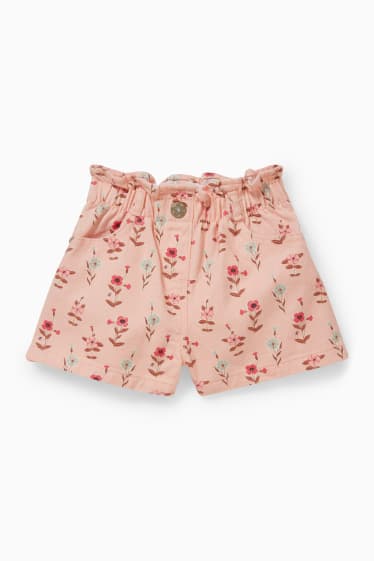 Enfants filles - Short en jean - à fleurs - rose