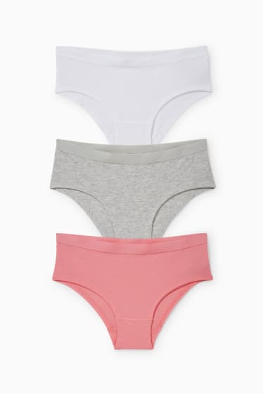 Enfants filles - Lot de 3 - shortys - blanc / rose