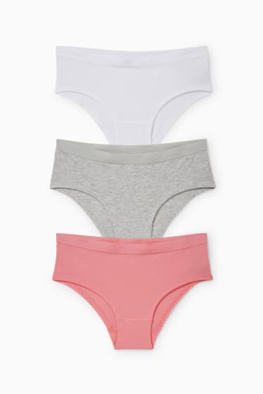 Enfants - Lot de 3 - shortys - blanc / rose