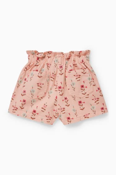 Enfants filles - Short en jean - à fleurs - rose