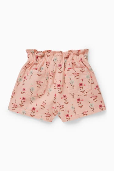 Enfants - Short en jean - à fleurs - rose