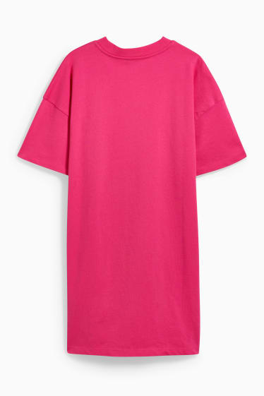 Dames - T-shirtjurk - fuchsiarood