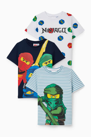 Enfants - Lot de 3 - Lego Ninjago - T-shirt - bleu foncé
