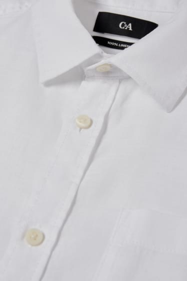 Uomo - Camicia in lino - regular fit - collo all'italiana - bianco