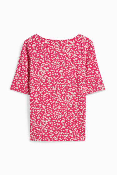 Femmes - T-shirt - à fleurs - rose