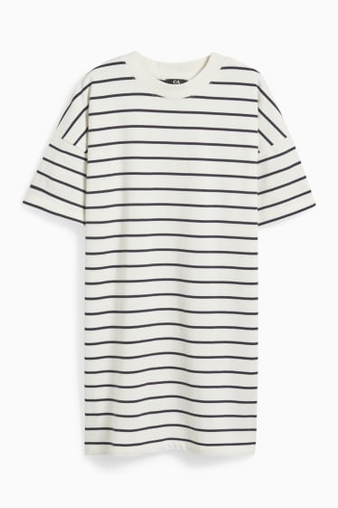 Donna - Vestito a t-shirt - a righe - bianco crema