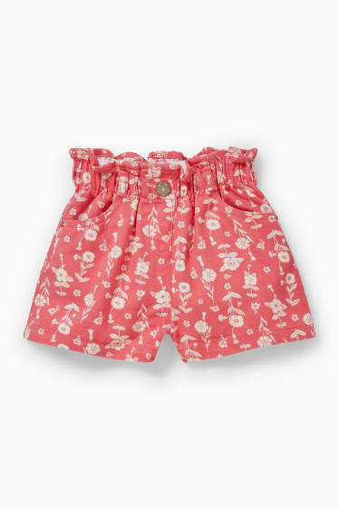 Children - Denim shorts - floral - pink