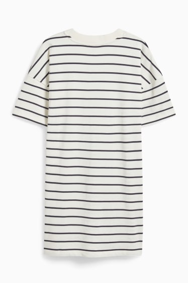 Donna - Vestito a t-shirt - a righe - bianco crema