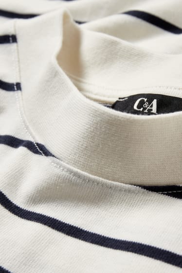 Donna - Vestito a t-shirt - a righe - bianco crema