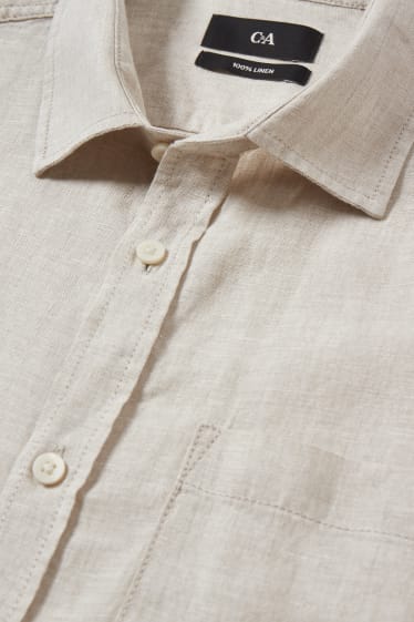 Uomo - Camicia in lino - regular fit - Kent - beige chiaro