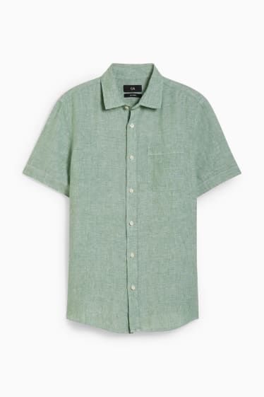 Hombre - Camisa de lino - regular fit - Kent - verde oscuro