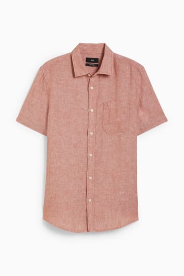 Men - Linen shirt - regular fit - Kent - dark orange