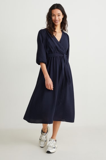 Femmes - Robe croisée - bleu foncé