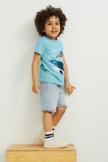 Kinderen - Set van 2 - bermuda van spijkerstof - jog denim - jeansdonkerblauw