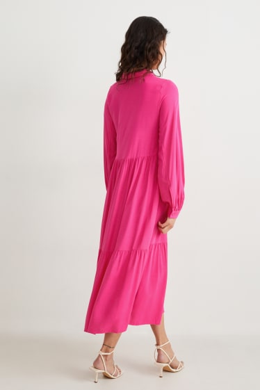 Femei - Rochie tip bluză - roz