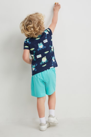 Bambini - Set - maglia a maniche corte e shorts - 2 pezzi - blu scuro